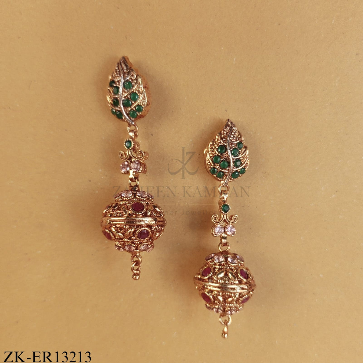 EMERALD LEAF EARRINGS