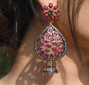 Ruby Heart Danglers