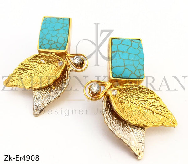 Feroza double leaf earrings