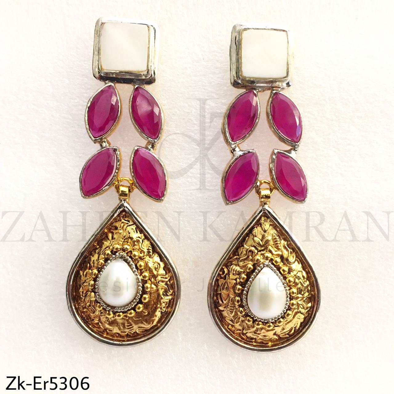 Pearl Ruby Danglers