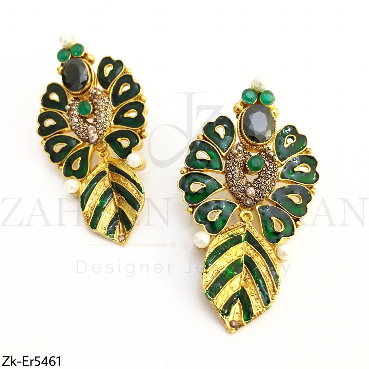 Green Meena Earrings