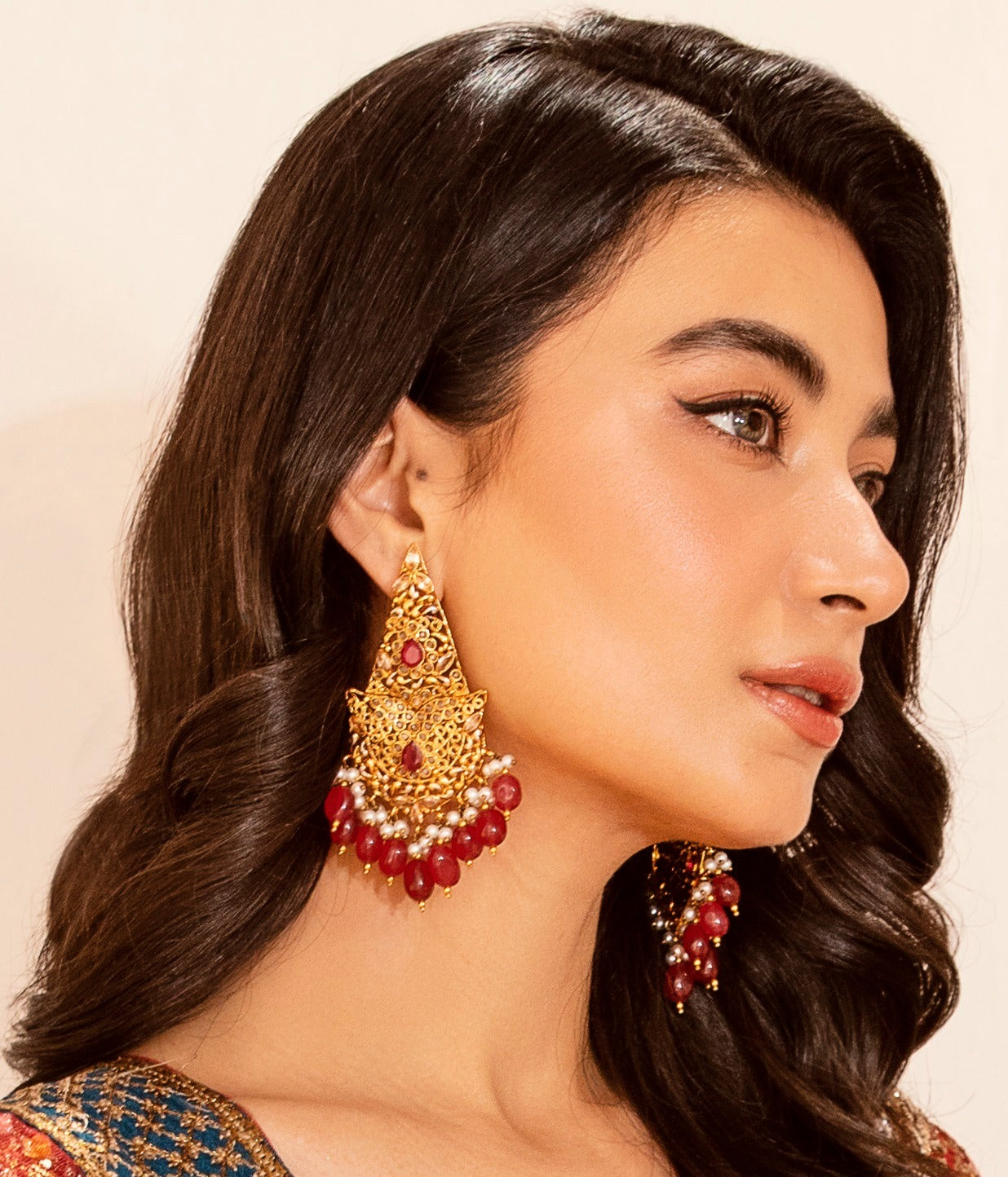 Ruby champagne earrings