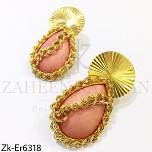 Chained peach earrings