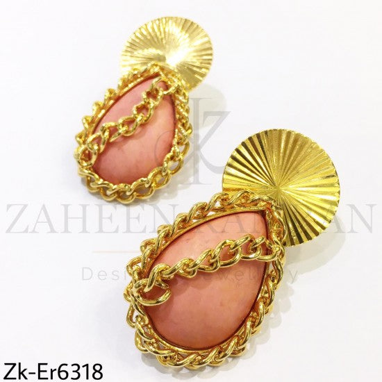 Chained peach earrings