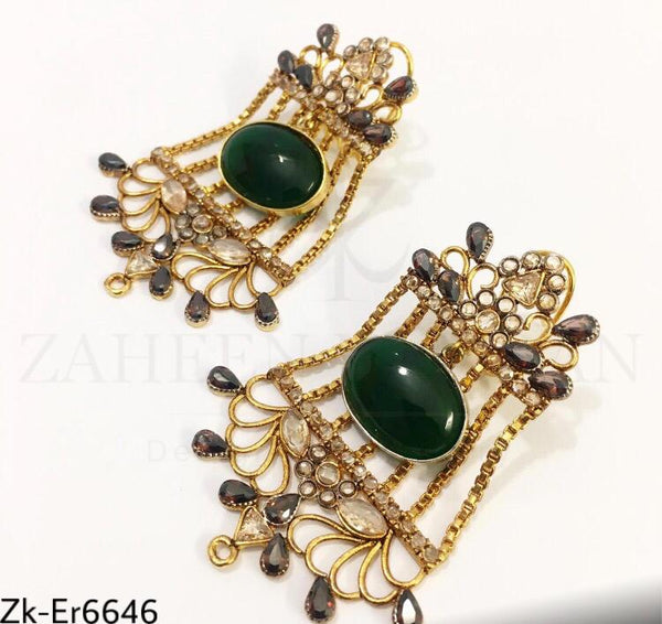 Chained Emerald Earrings