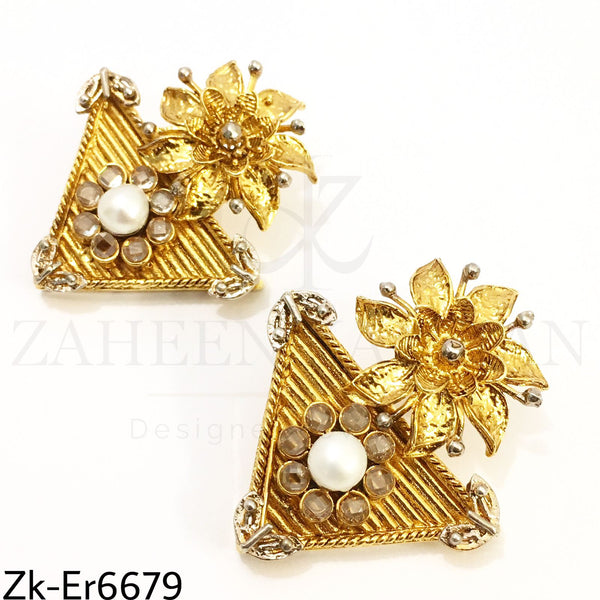 Floral Triangular Earrings