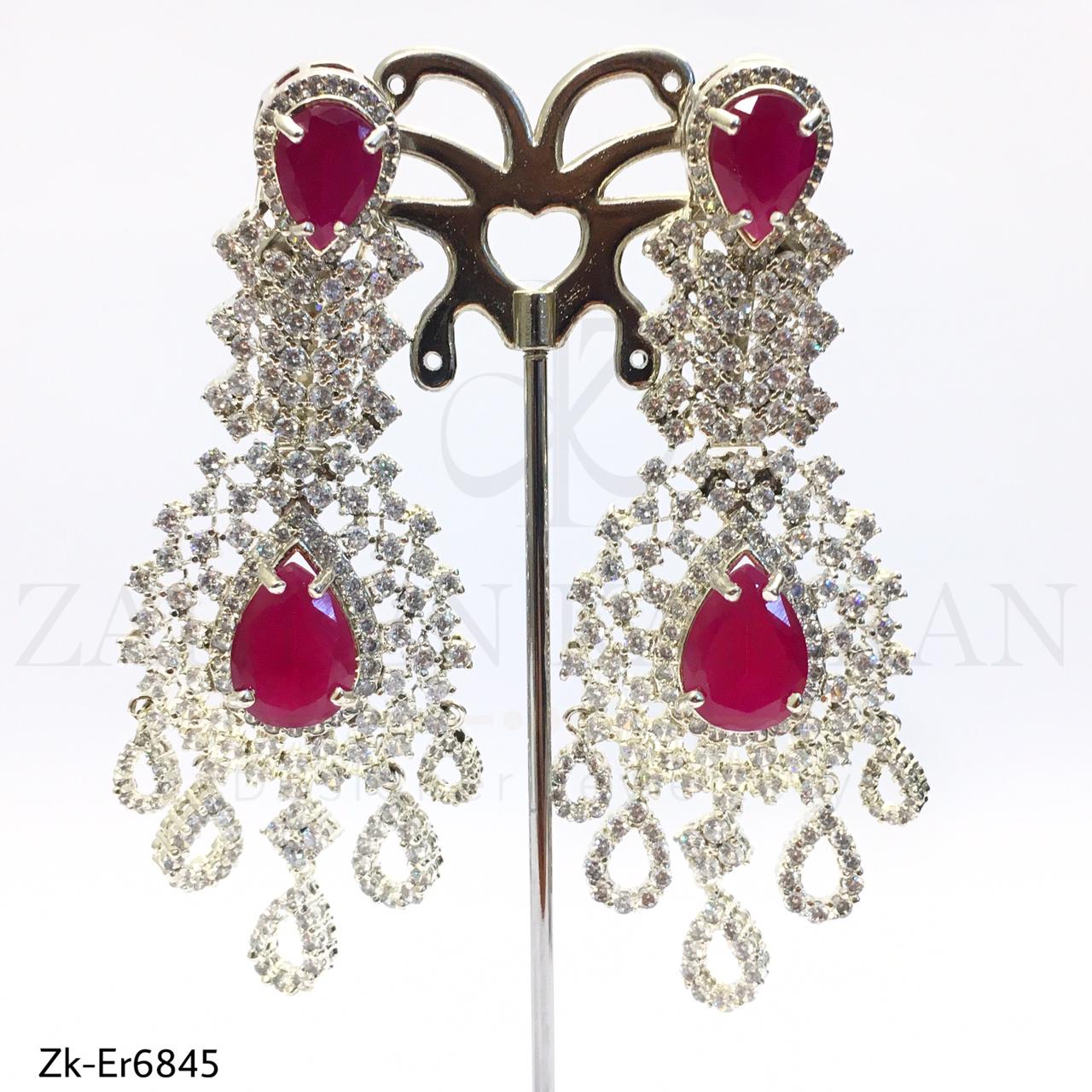 Ruby silver earrings