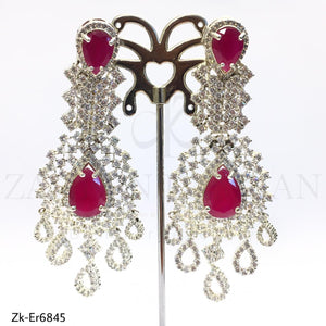Ruby silver earrings