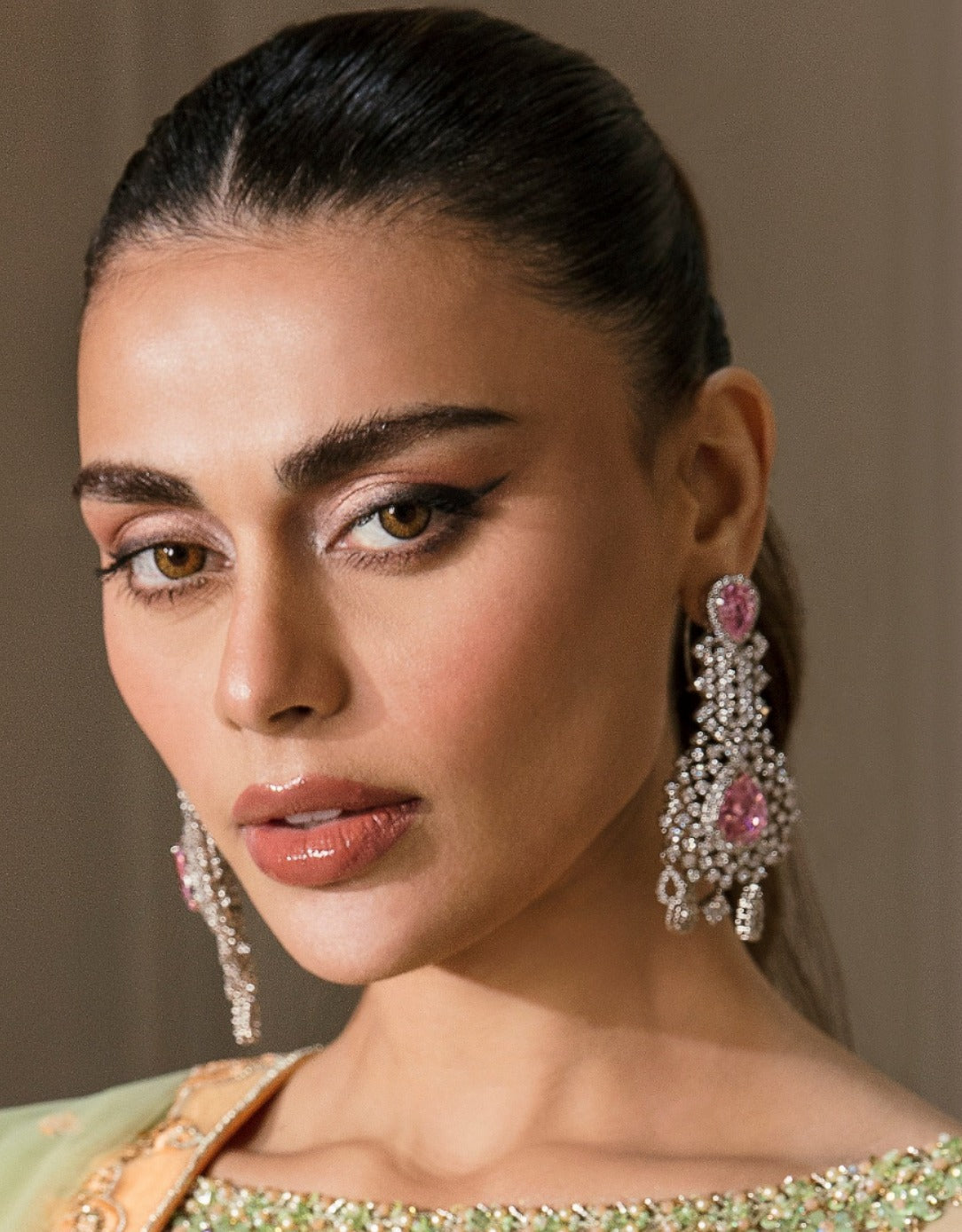 Ruby silver earrings
