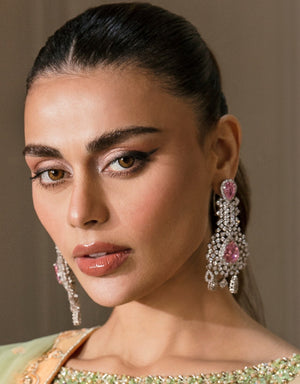 Ruby silver earrings