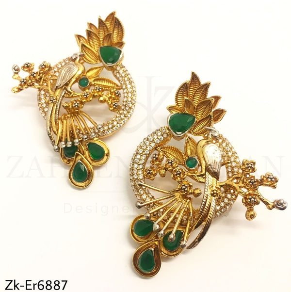 3D Emerald Earrings