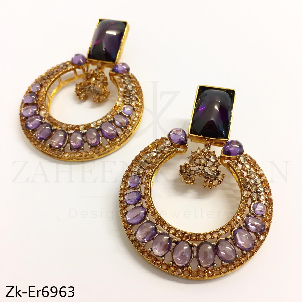 Amethyst Round Earrings