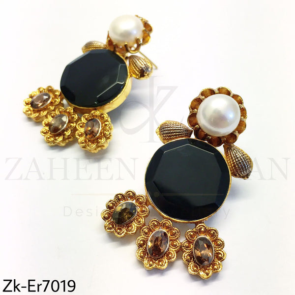 Agate Golden Earrings