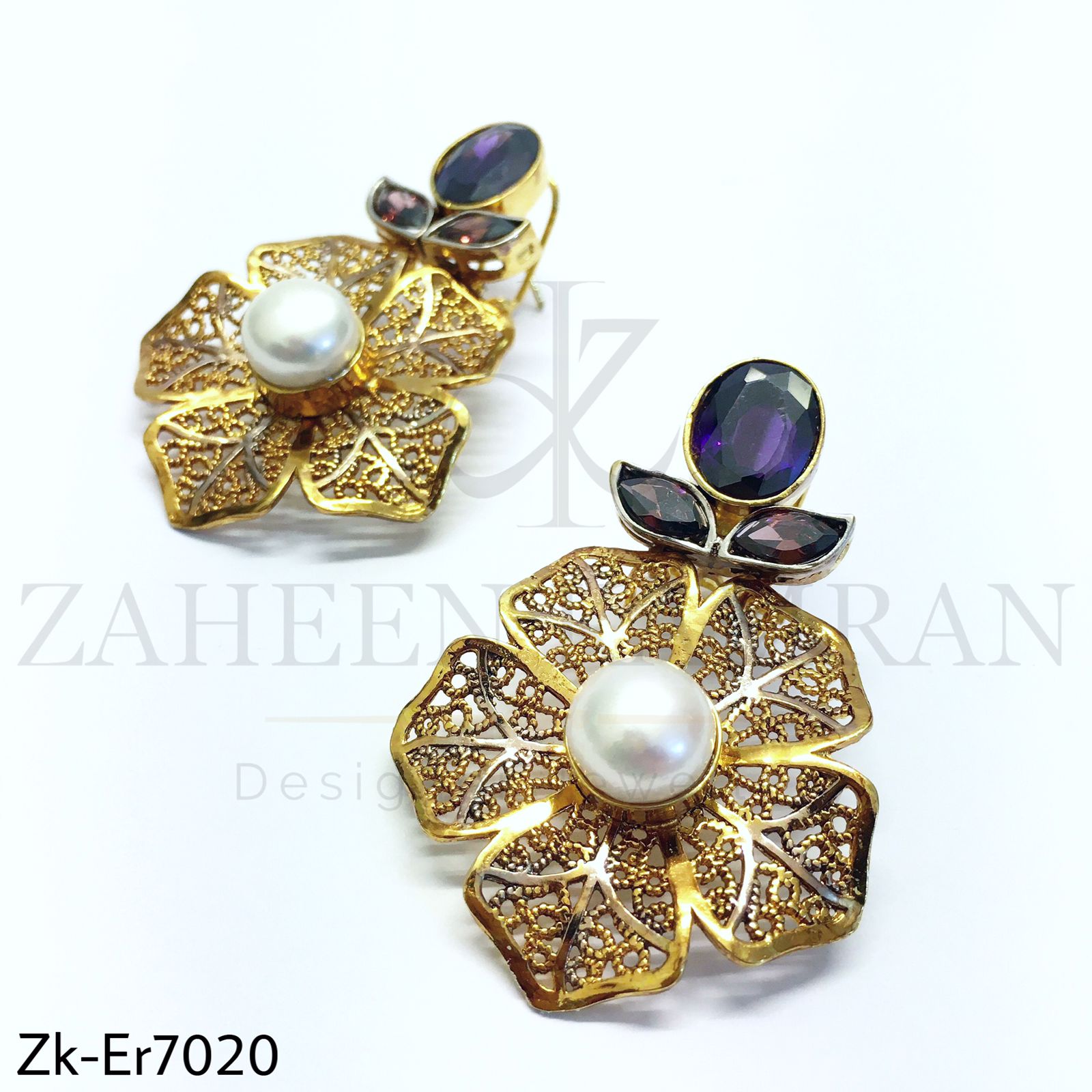 Amethyst Floral Earrings