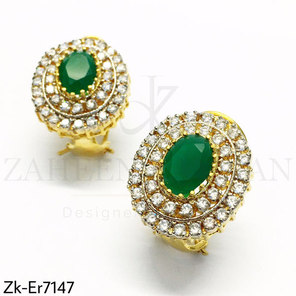 Emerald Oval Studs