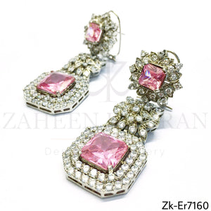 Silver Pink Earrings