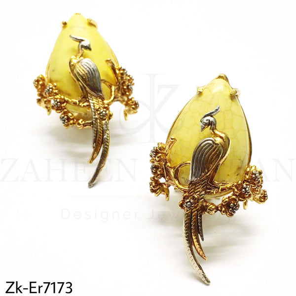 Peacock Yellow Earrings