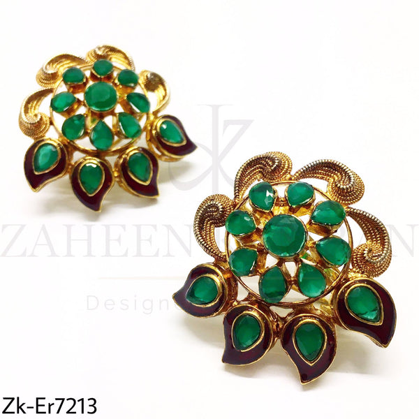 Green Floral Earrings