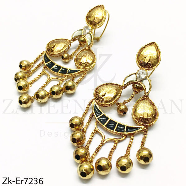 Golden Meena Earrings