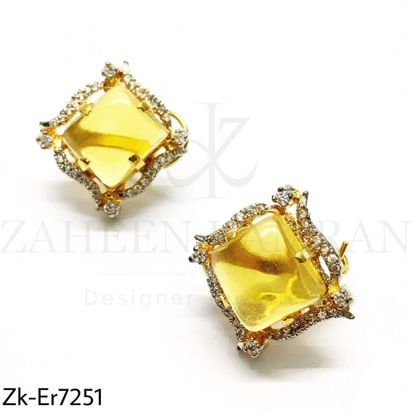 Yellow Square Studs