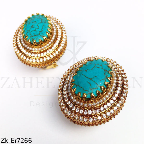 Feroza oval earrings