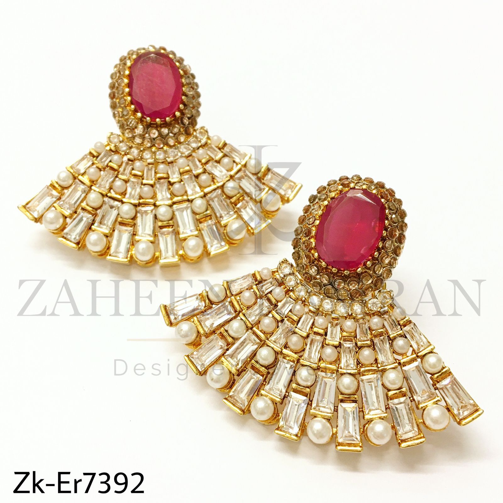Ruby crystal earrings