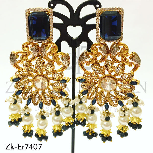 Sapphire floral danglers