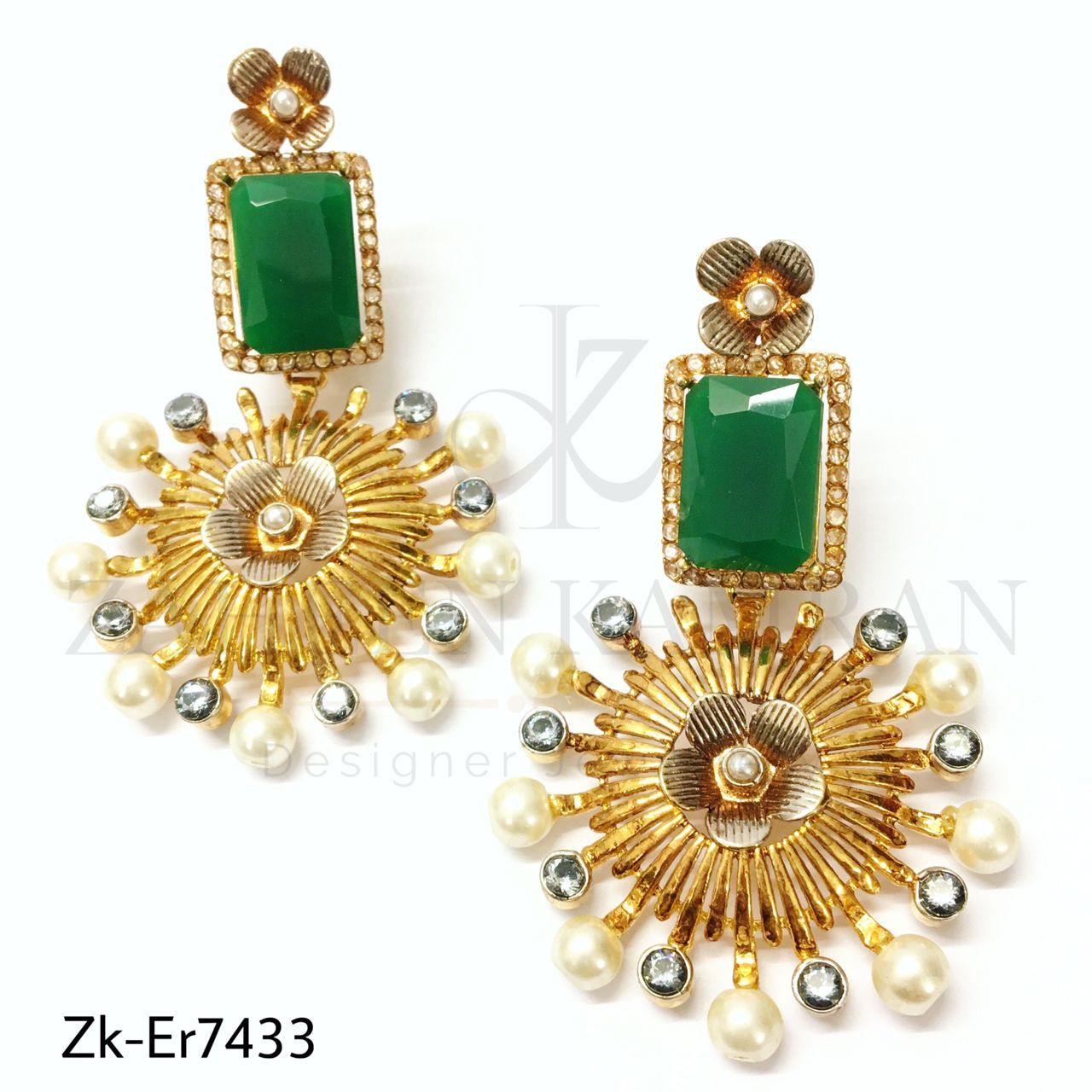 Emerald flower earrings