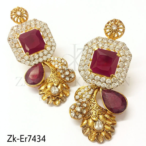 Squarish ruby earrings