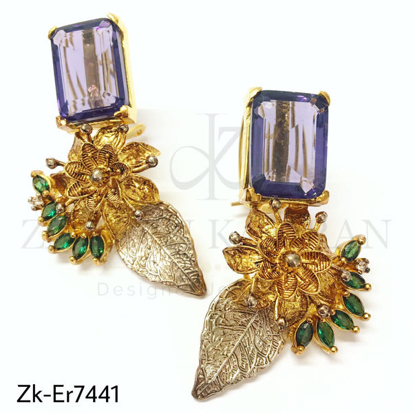 Amethyst floral earrings