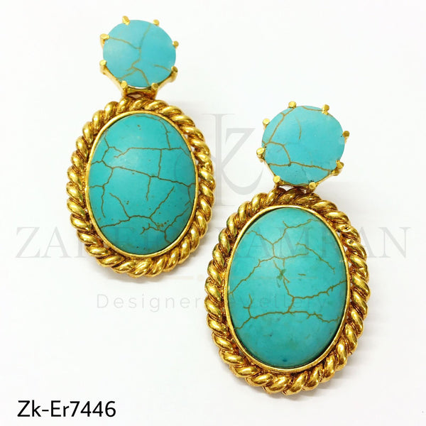 Feroza oval earrings