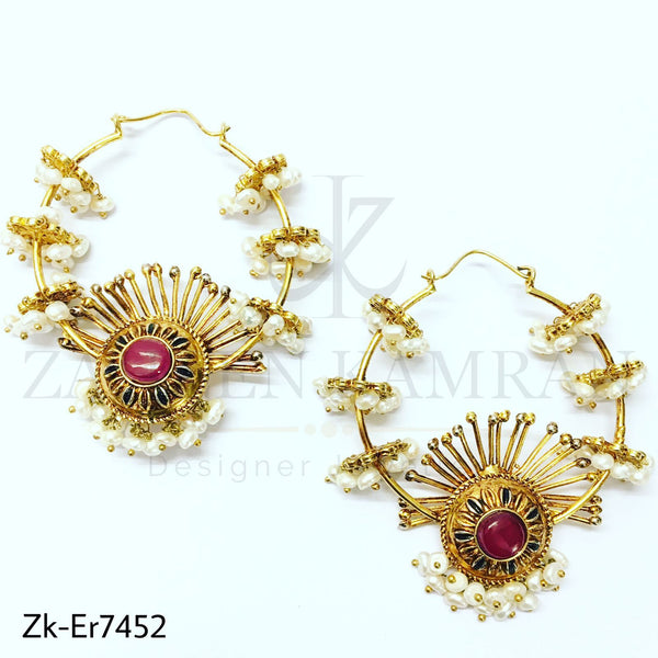 Antique ruby hoops