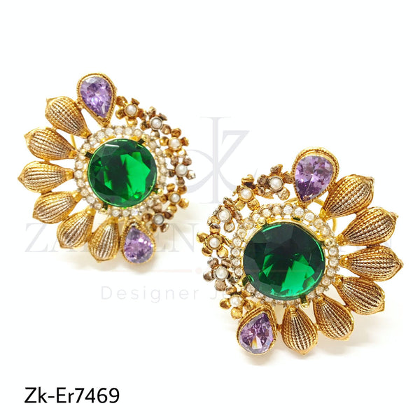 Emerald floral earrings