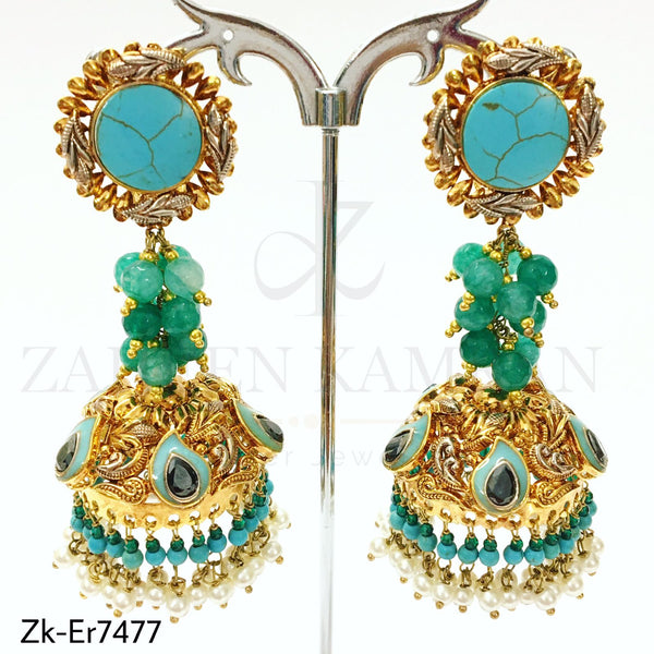 Round Feroza jhumki