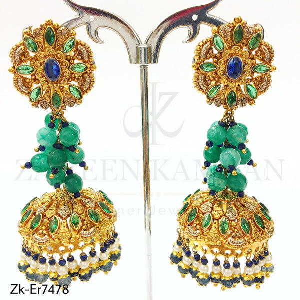 Emerald sapphire traditional jhumki