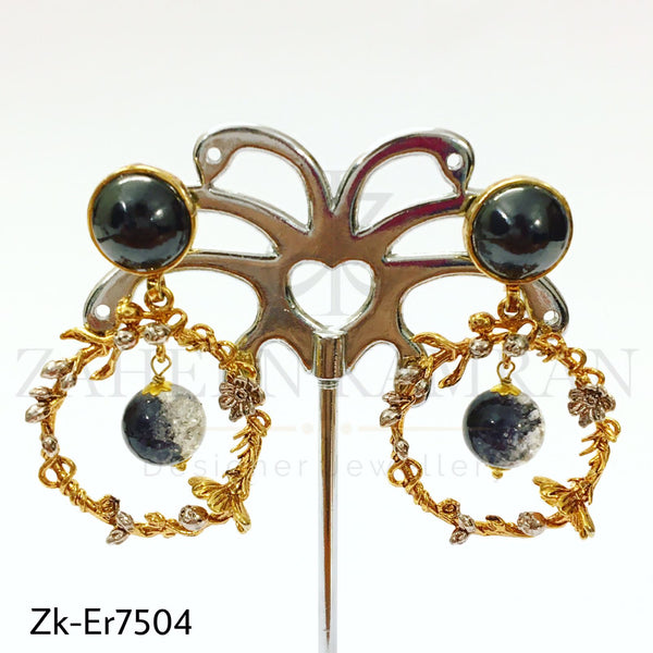 Agate golden hoops