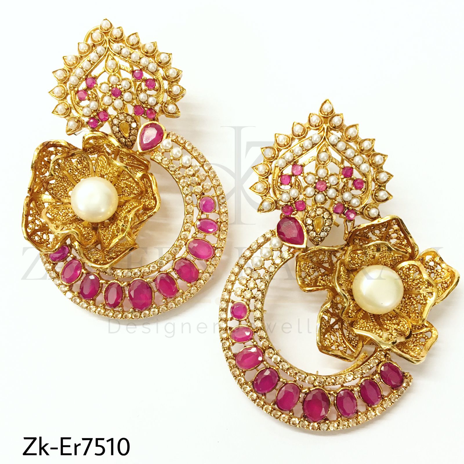 Floral ruby earrings