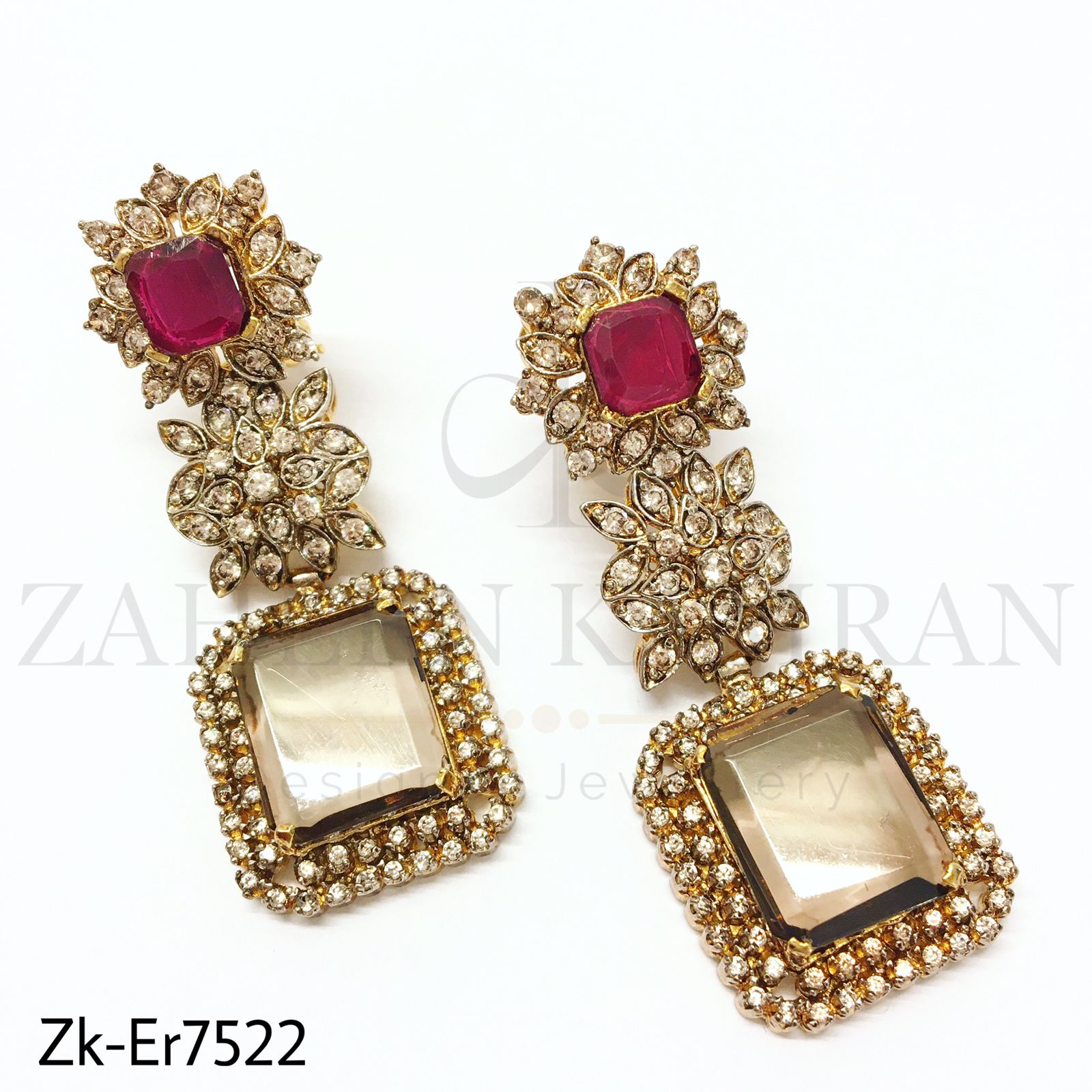 Ruby floral danglers