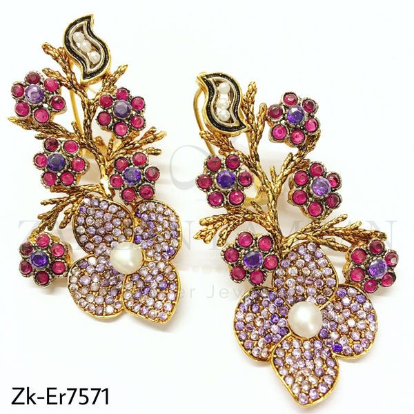 Amethyst floral earrings