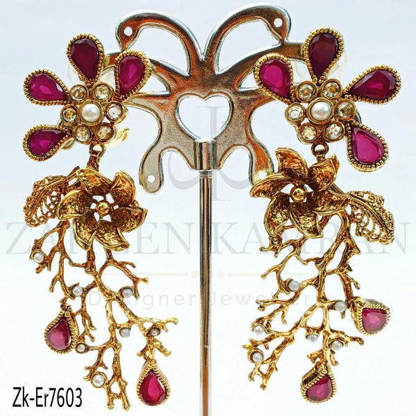 Ruby floral roots earrings