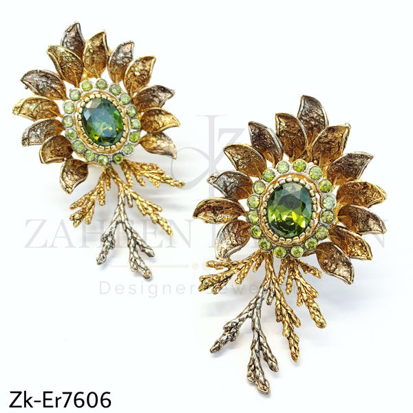 Peridot flower earrings