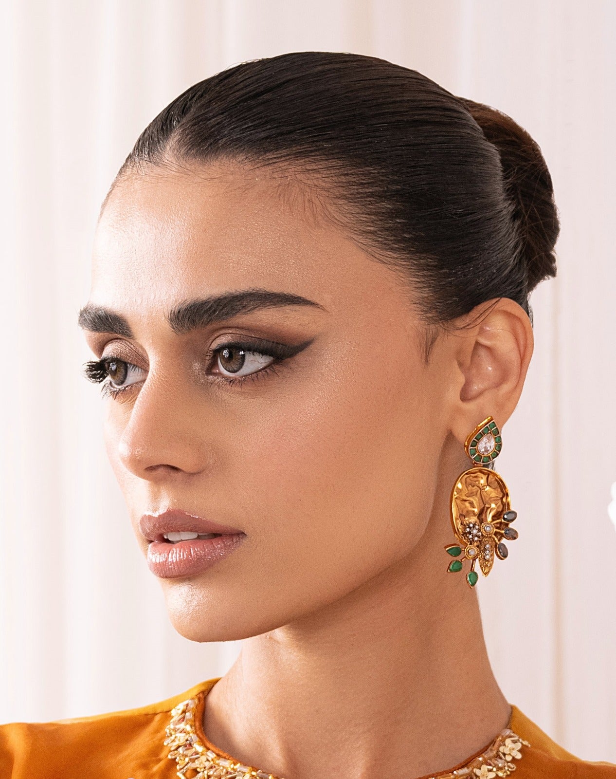 Stylish golden earrings