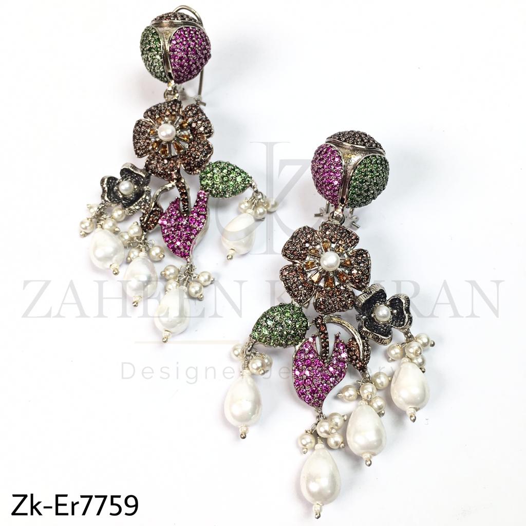 3D floral earrings.