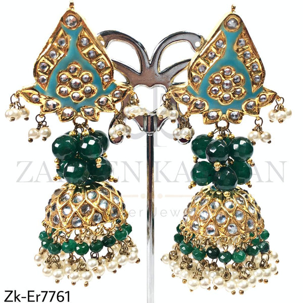 Emerald clustered jhumka