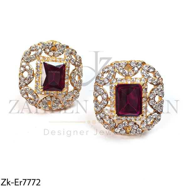 Squarish ruby studs