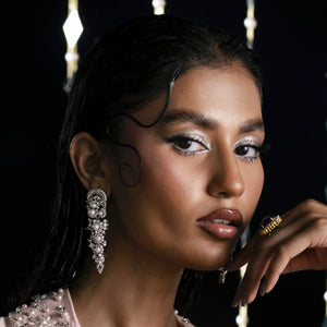 Dazzling silver earrings.
