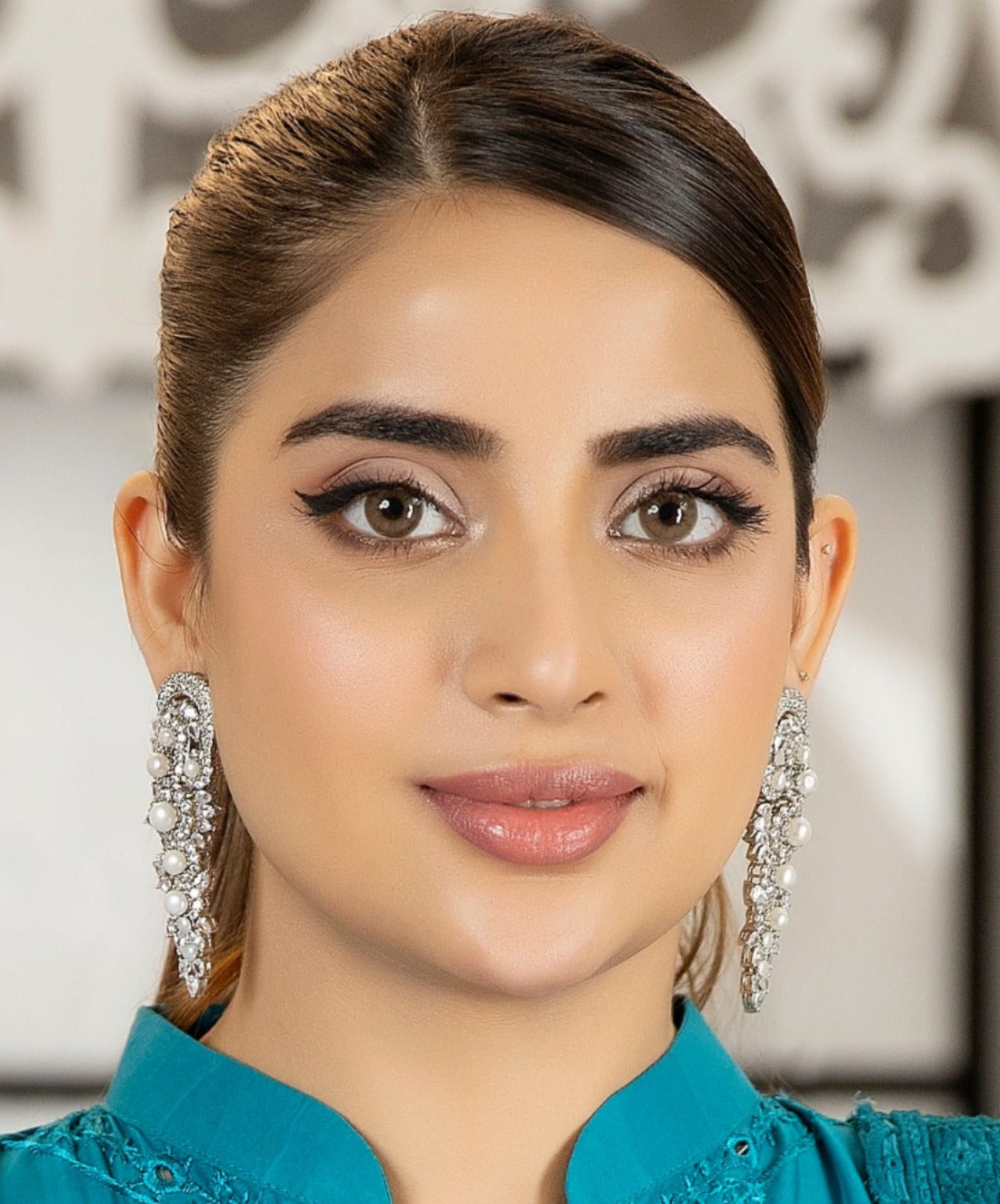 Dazzling silver earrings.