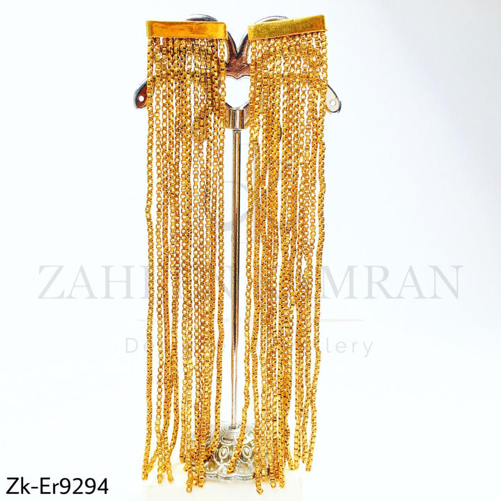 Long chain earrings.