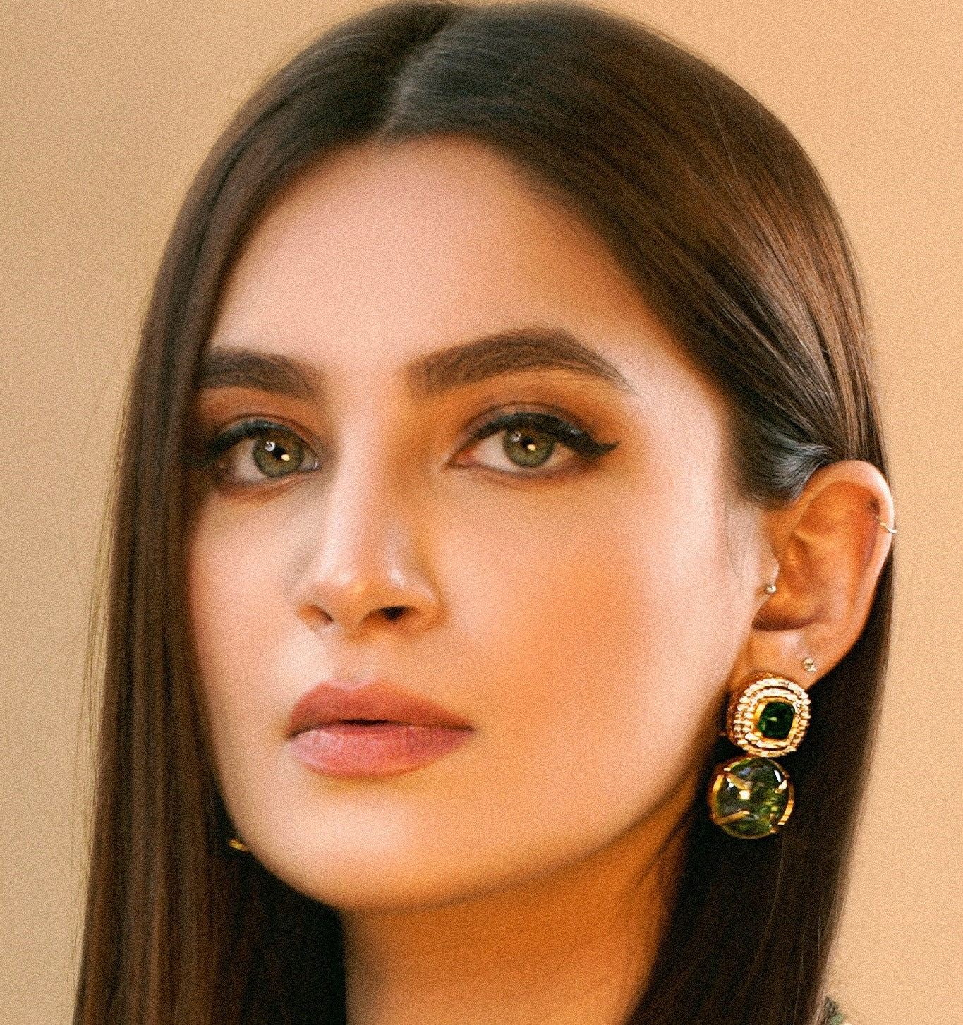 Big stone earrings.