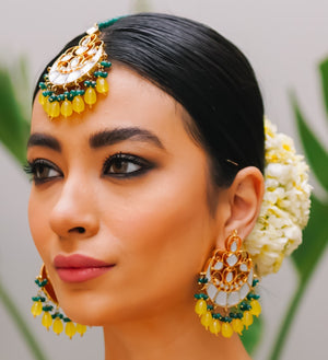 Kundan seesh earrings tikka